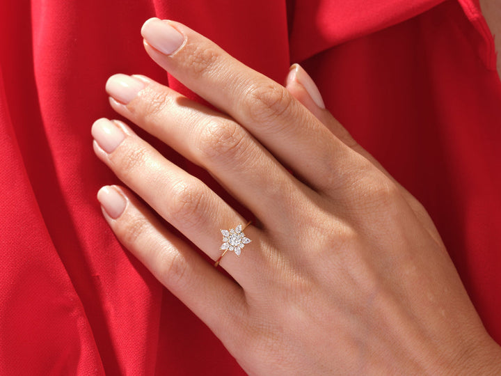 1.0CT Round Cut Floral Lab Grown Diamond Engagement Ring For Women