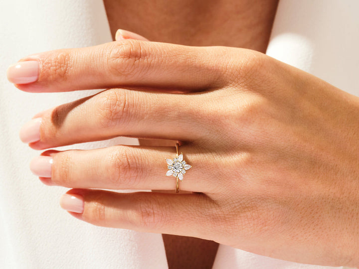 1.0CT Round Cut Floral Lab Grown Diamond Engagement Ring For Women