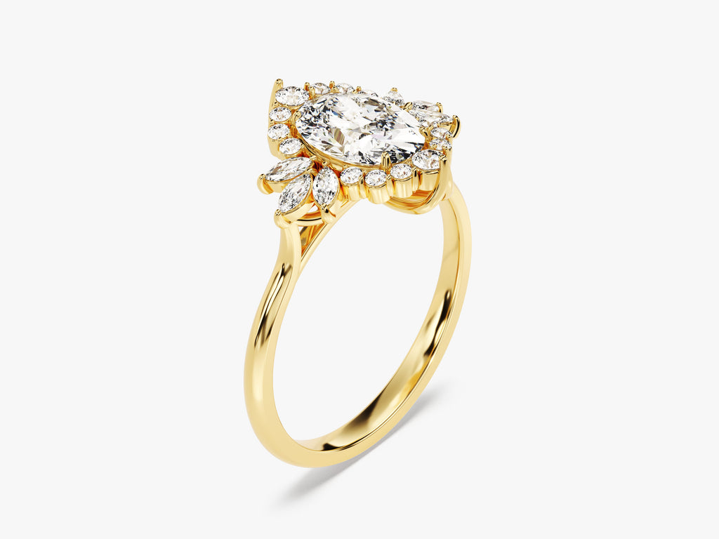 1.50CT Oval Lab Grown Diamond Cluster Engagement Ring For Her