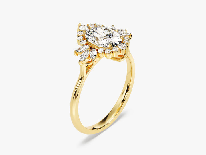 1.50CT Oval Lab Grown Diamond Cluster Engagement Ring For Her