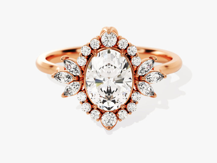 1.50CT Oval Lab Grown Diamond Cluster Engagement Ring For Her