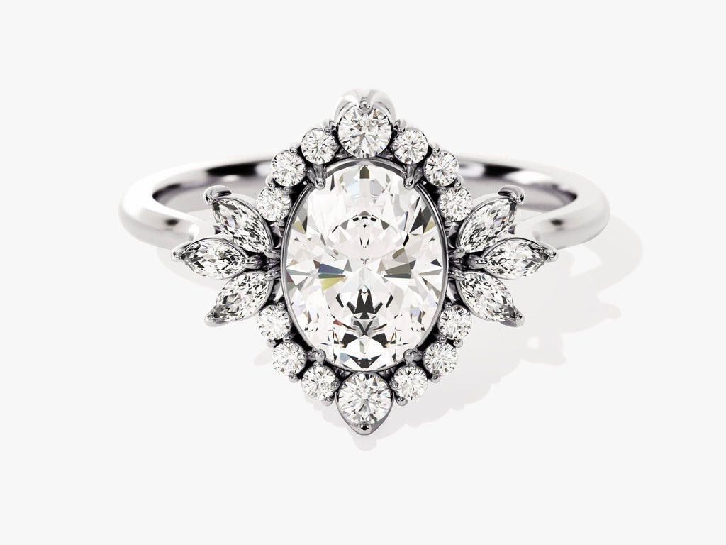 1.50CT Oval Lab Grown Diamond Cluster Engagement Ring For Her