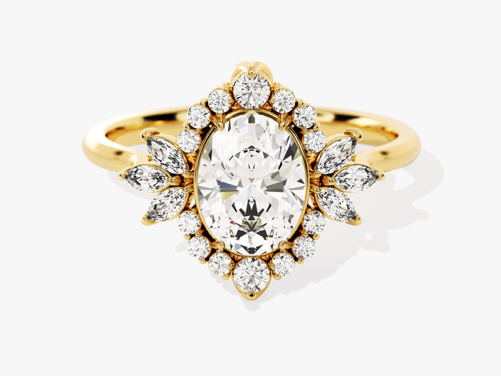 1.50CT Oval Lab Grown Diamond Cluster Engagement Ring For Her