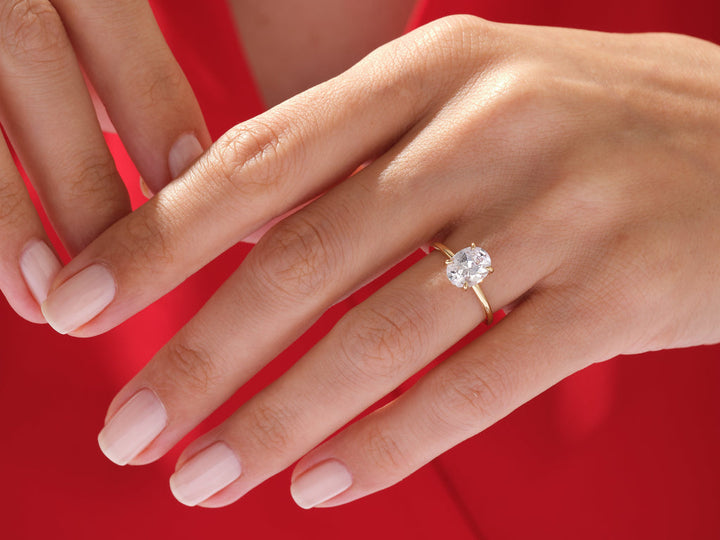 2.0CT Hidden Halo Oval Lab Grown Diamond Engagement Ring For Women