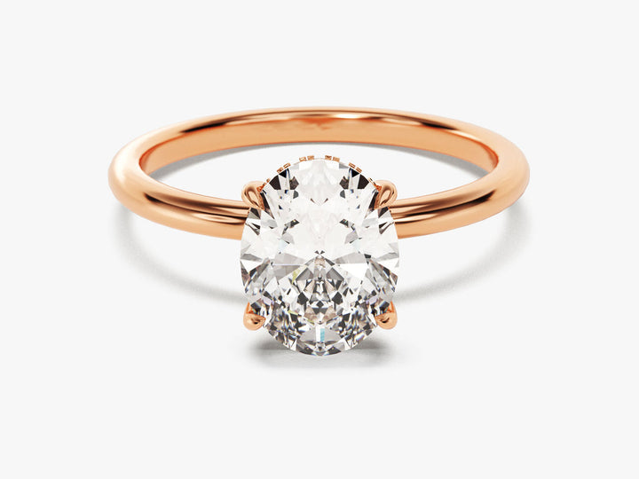 2.0CT Hidden Halo Oval Lab Grown Diamond Engagement Ring For Women