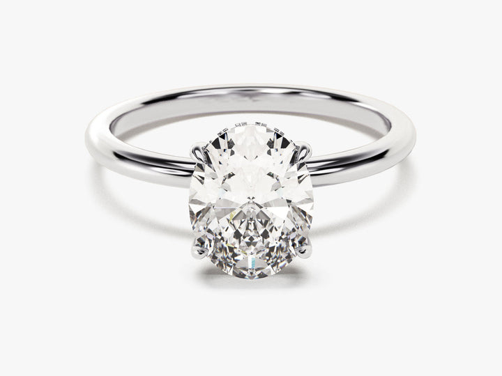 2.0CT Hidden Halo Oval Lab Grown Diamond Engagement Ring For Women