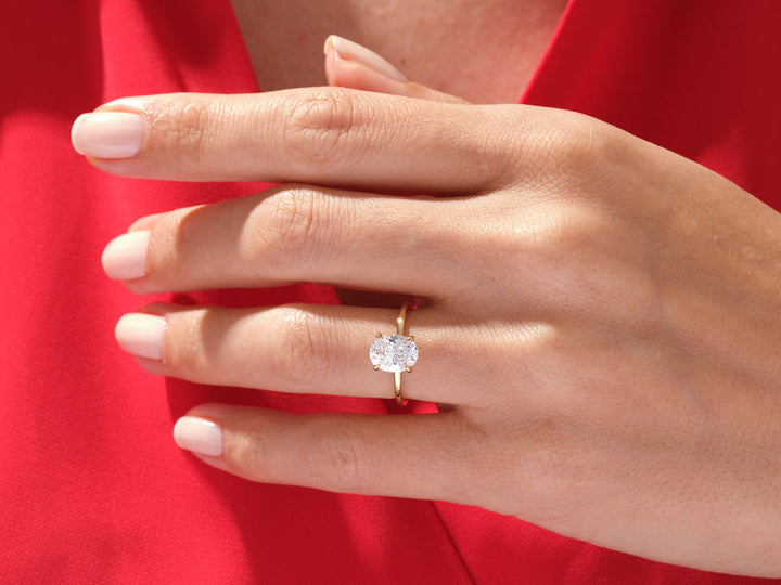 2.0CT Hidden Halo Oval Lab Grown Diamond Engagement Ring For Women
