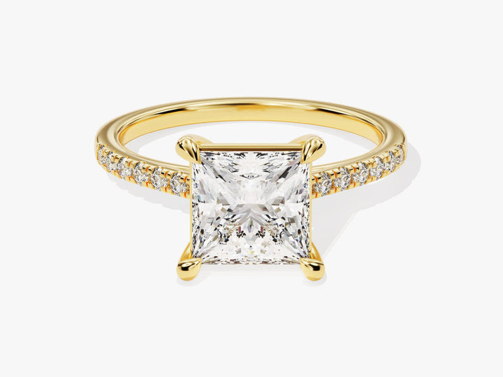 2.0CT Princess Cut Pave Lab Grown Diamond Engagement Ring For Her