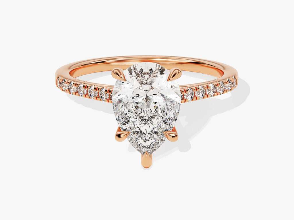 2.0CT Pear Cut Pave Lab Grown Diamond Engagement Ring For Her