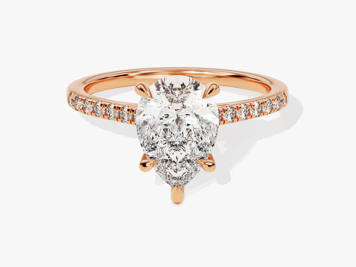 2.0CT Pear Cut Pave Lab Grown Diamond Engagement Ring For Her