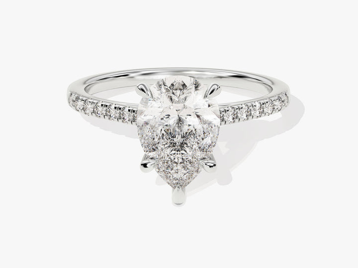 2.0CT Pear Cut Pave Lab Grown Diamond Engagement Ring For Her