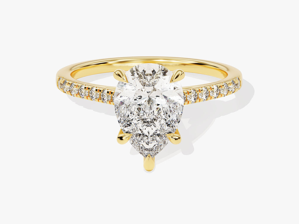 2.0CT Pear Cut Pave Lab Grown Diamond Engagement Ring For Her