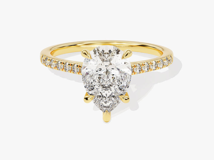 2.0CT Pear Cut Pave Lab Grown Diamond Engagement Ring For Her