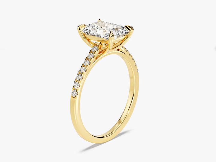 2.0CT Radiant Lab Grown Diamond Pave Engagement Ring Minimalist Wedding Ring