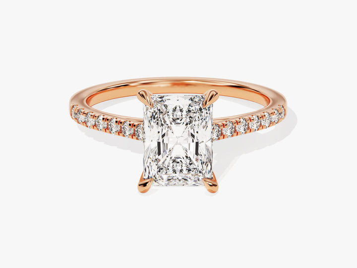 2.0CT Radiant Lab Grown Diamond Pave Engagement Ring Minimalist Wedding Ring