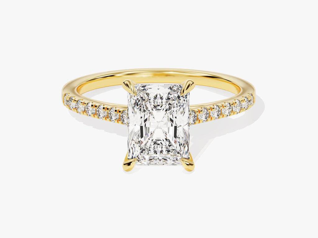 2.0CT Radiant Lab Grown Diamond Pave Engagement Ring Minimalist Wedding Ring