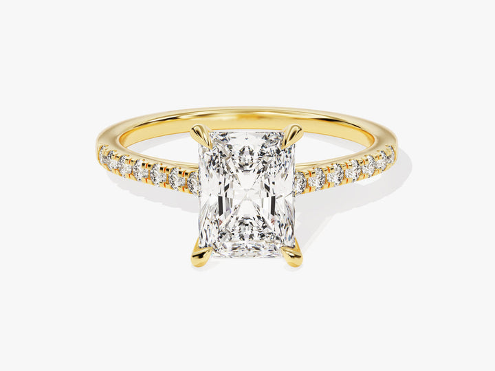 2.0CT Radiant Lab Grown Diamond Pave Engagement Ring Minimalist Wedding Ring