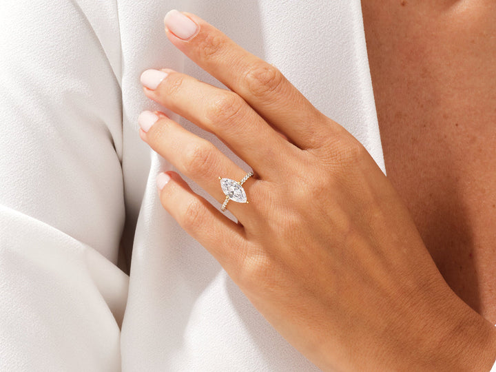 2.0CT Marquise Cut Pave Diamond Lab Grown Engagement Ring For Her