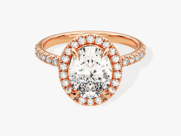 2.0CT Oval Cut Halo Lab Grown Diamond Pave Engagement Ring For Her