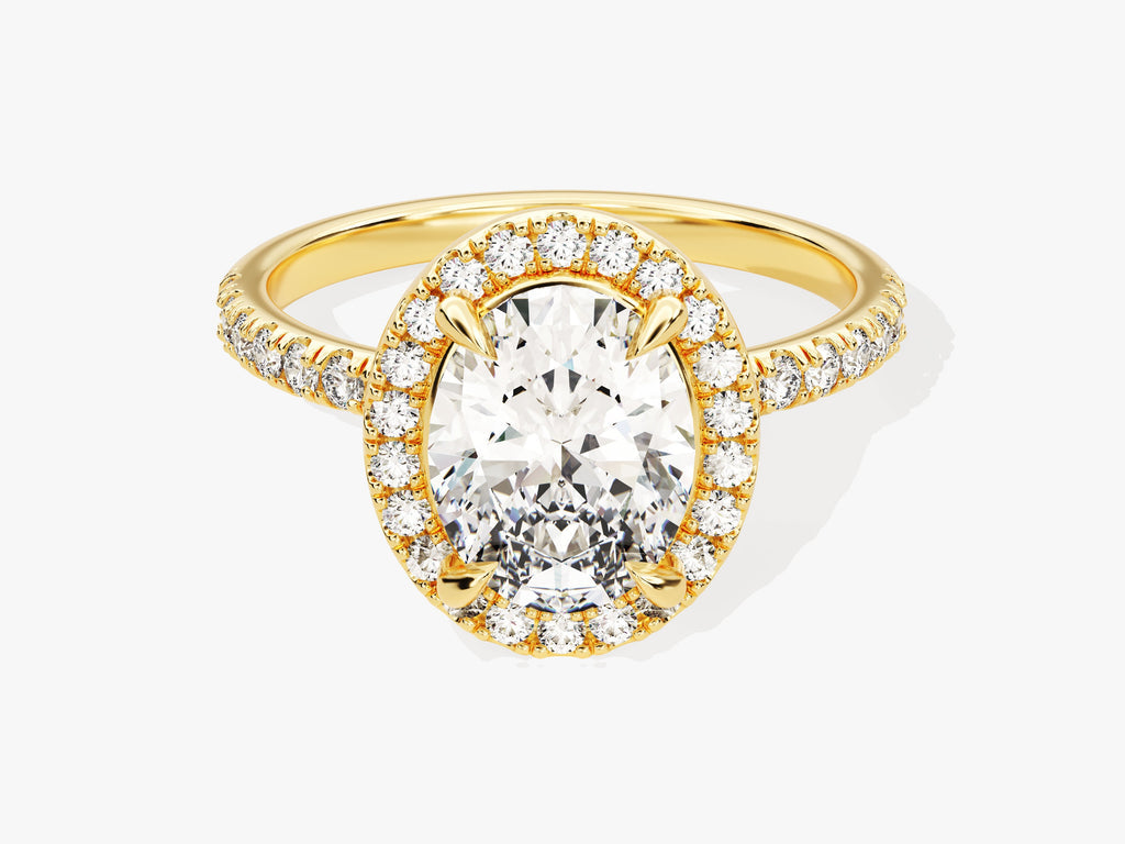 2.0CT Oval Cut Halo Lab Grown Diamond Pave Engagement Ring For Her