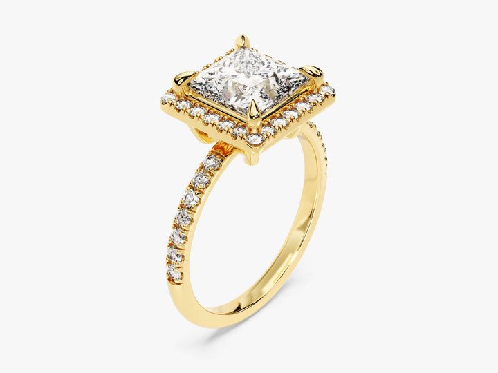 2.0CT Princess Halo Lab Grown Diamond Pave Engagement Ring For Women
