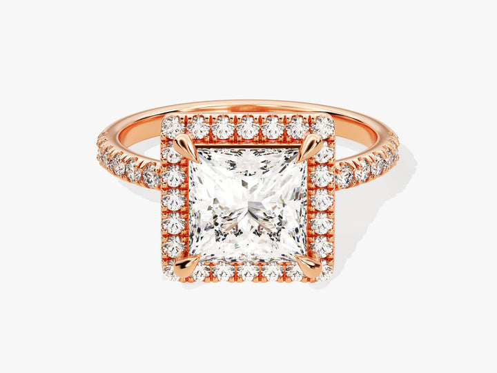 2.0CT Princess Halo Lab Grown Diamond Pave Engagement Ring For Women