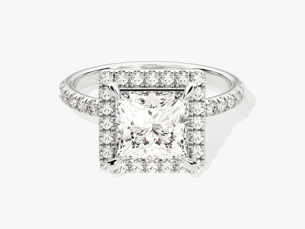 2.0CT Princess Halo Lab Grown Diamond Pave Engagement Ring For Women