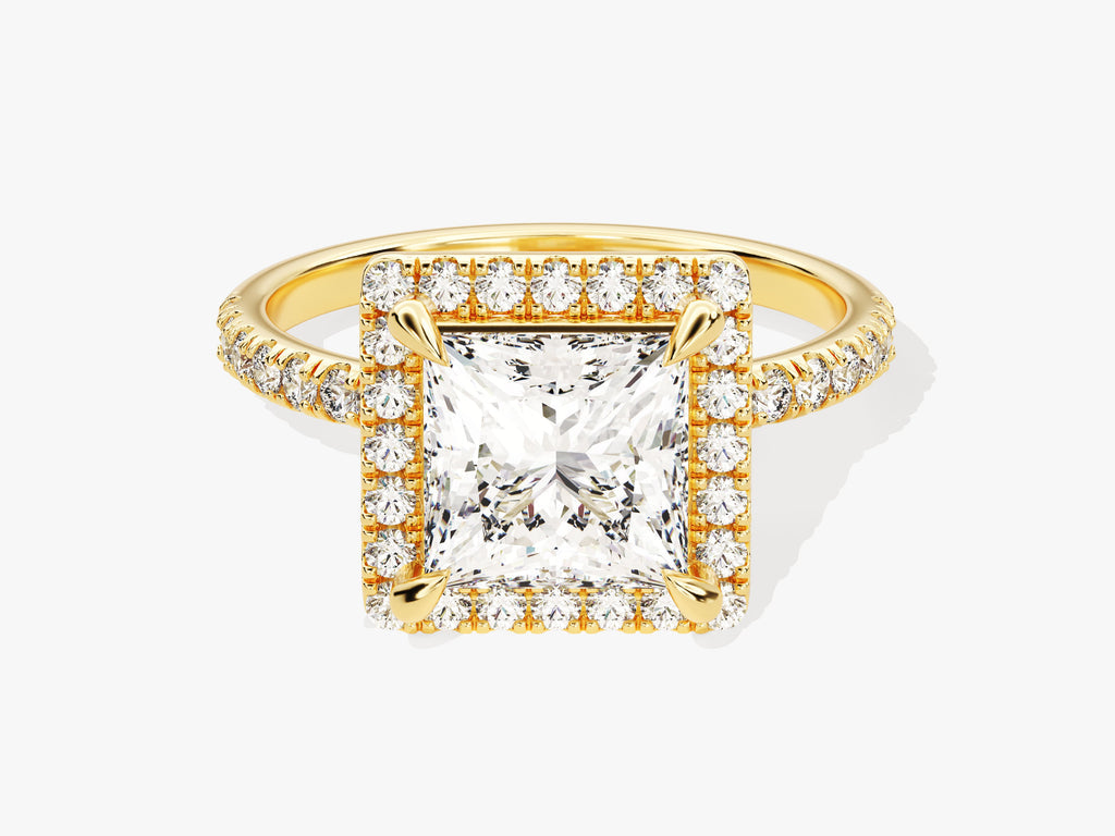 2.0CT Princess Halo Lab Grown Diamond Pave Engagement Ring For Women