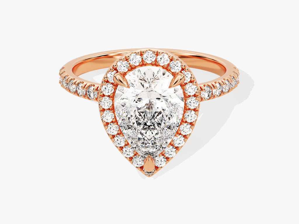 2.0CT Pear Cut Halo Lab Grown Diamond Pave Engagement Ring For Her