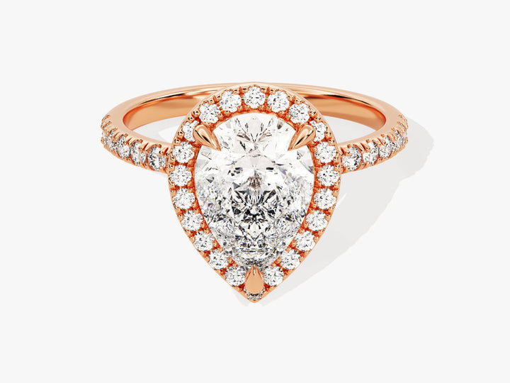 2.0CT Pear Cut Halo Lab Grown Diamond Pave Engagement Ring For Her