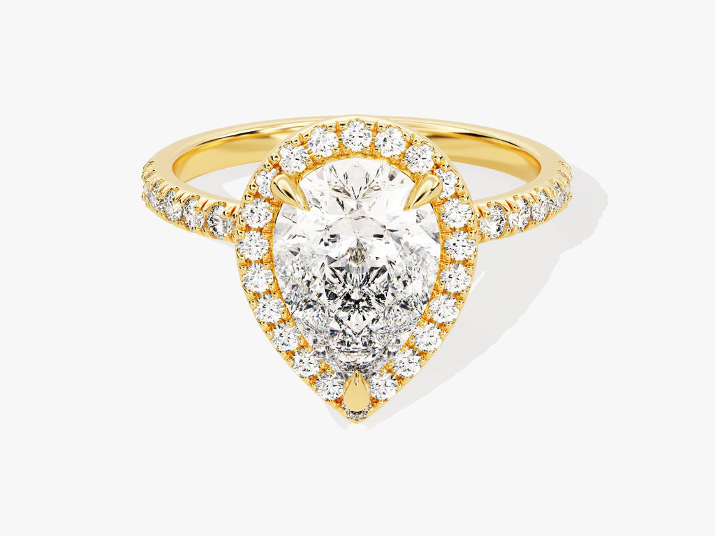 2.0CT Pear Cut Halo Lab Grown Diamond Pave Engagement Ring For Her