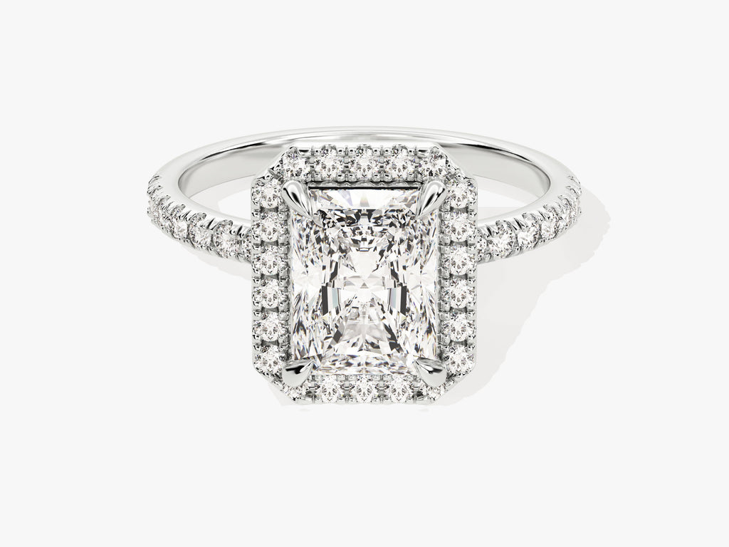 2.0CT Radiant Cut Pave Lab Grown Diamond Halo Engagement Ring For Women
