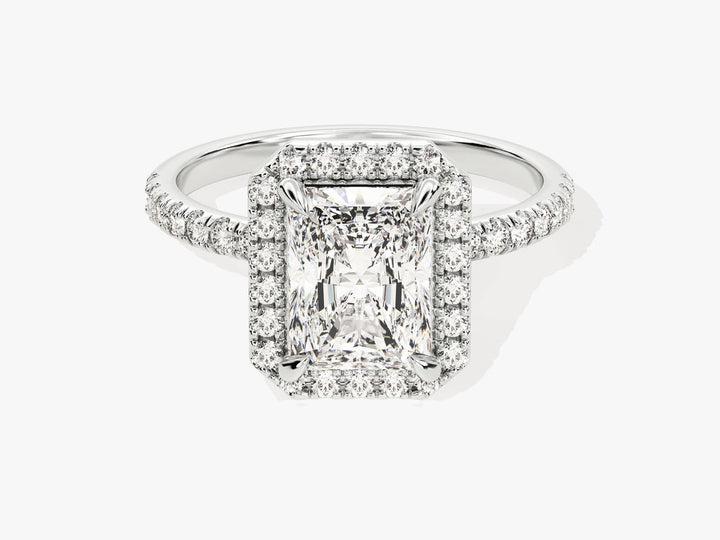 2.0CT Radiant Cut Pave Lab Grown Diamond Halo Engagement Ring For Women
