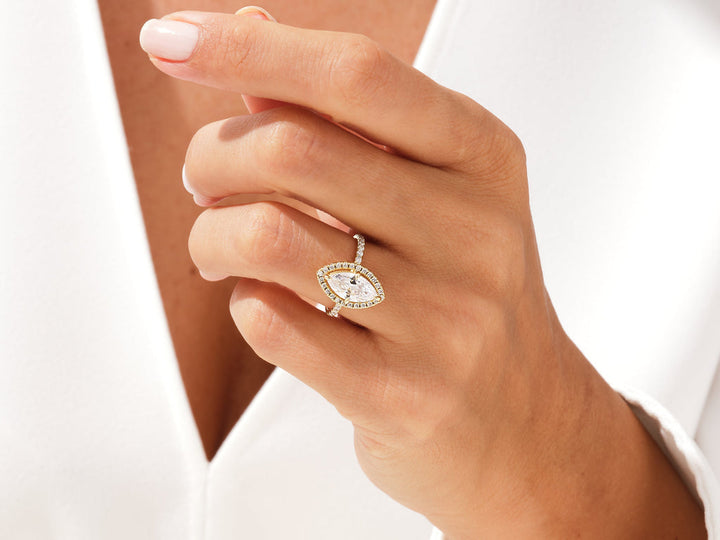 2.0CT Marquise Cut Halo Diamond Lab Grown Pave Engagement Ring For Her