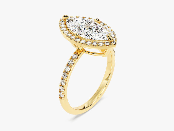2.0CT Marquise Cut Halo Diamond Lab Grown Pave Engagement Ring For Her