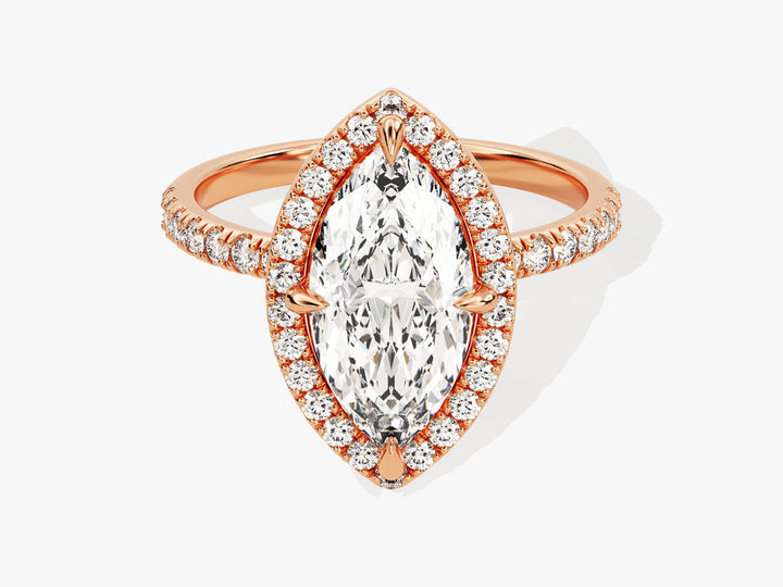 2.0CT Marquise Cut Halo Diamond Lab Grown Pave Engagement Ring For Her