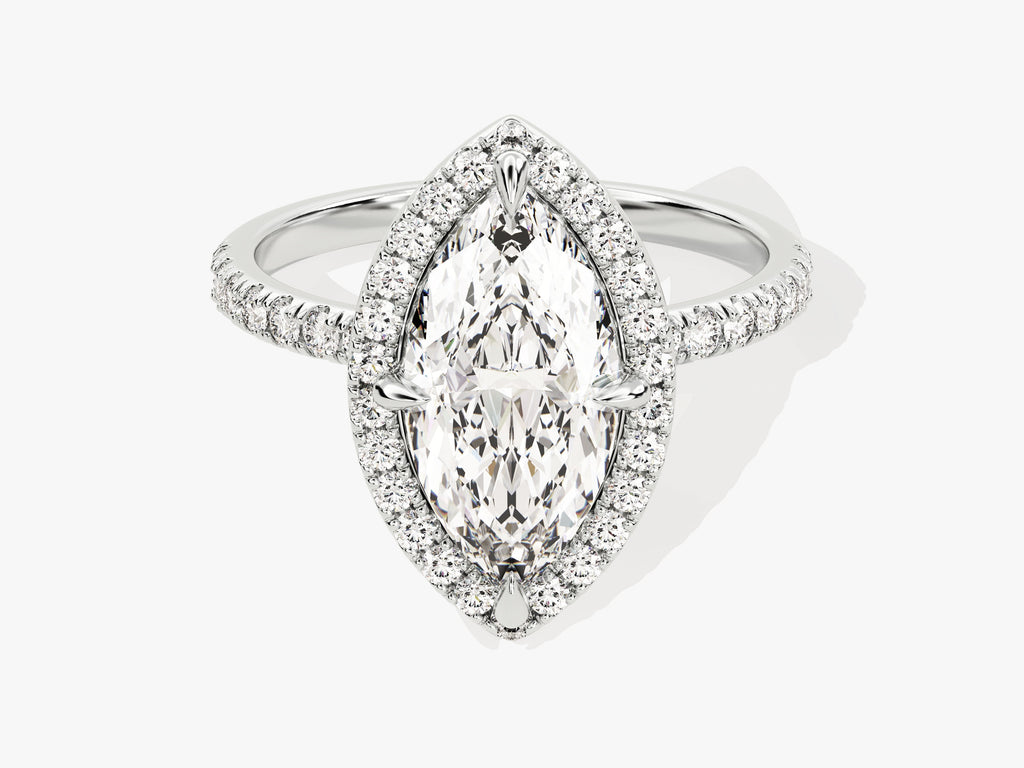 2.0CT Marquise Cut Halo Diamond Lab Grown Pave Engagement Ring For Her
