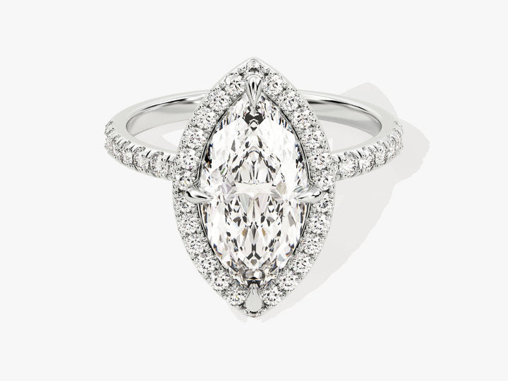 2.0CT Marquise Cut Halo Diamond Lab Grown Pave Engagement Ring For Her