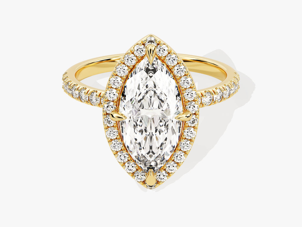 2.0CT Marquise Cut Halo Diamond Lab Grown Pave Engagement Ring For Her