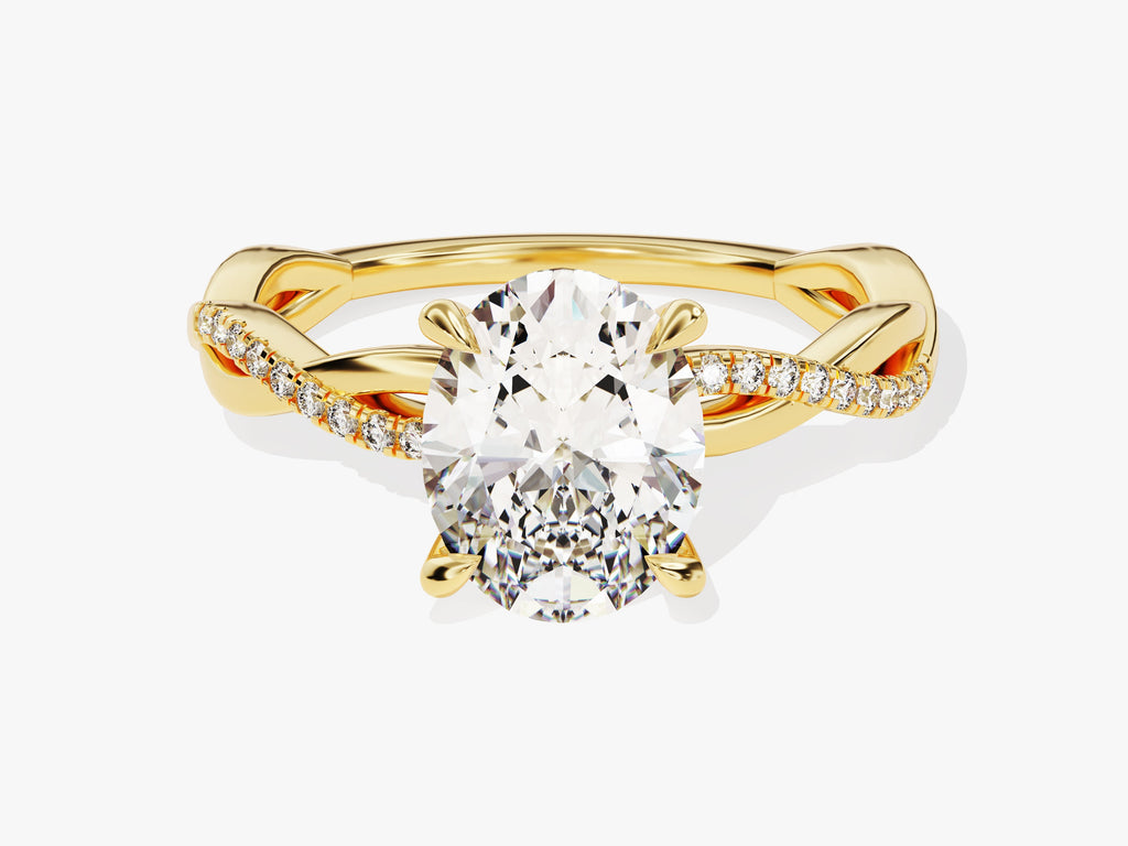 2.0CT Oval Cut Twisted Lab Grown Diamond Pave Engagement Ring For Her