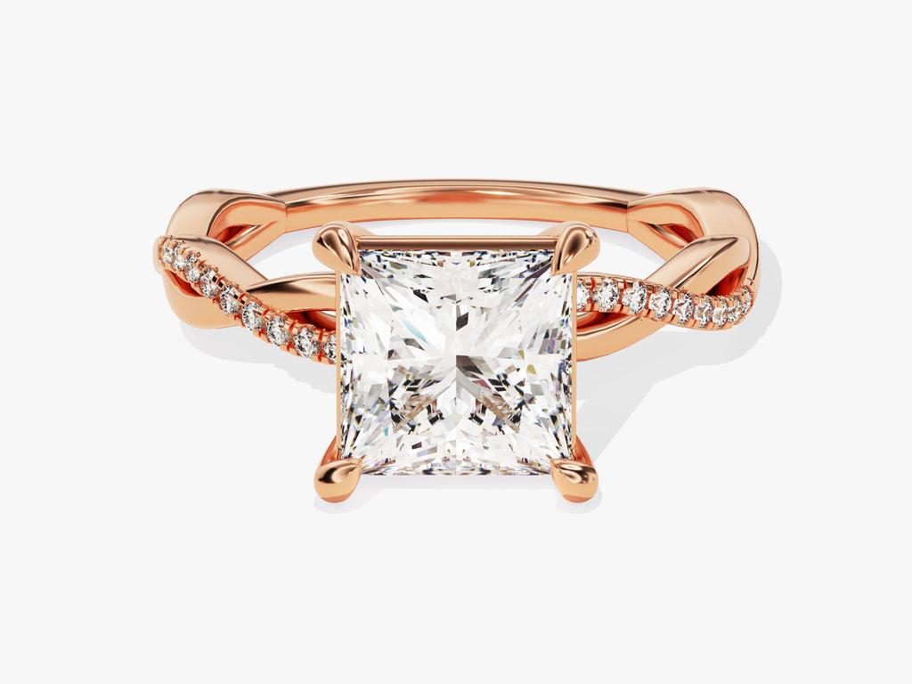 2.0CT Princess Twisted Lab Grown Diamond Pave Engagement Ring For Women