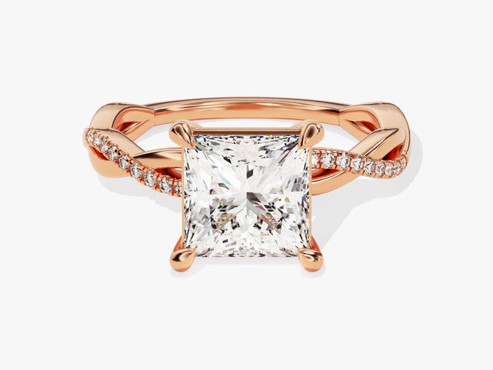 2.0CT Princess Twisted Lab Grown Diamond Pave Engagement Ring For Women