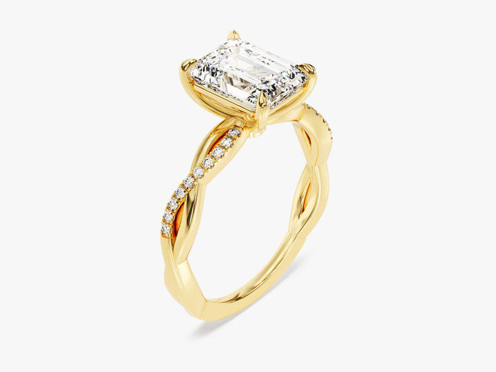 2.0CT Emerald Lab Grown Diamond Twisted Engagement Ring For Women