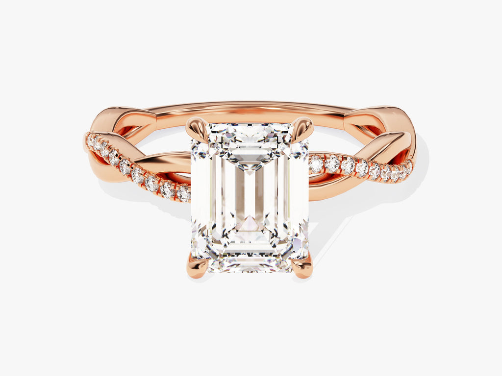 2.0CT Emerald Lab Grown Diamond Twisted Engagement Ring For Women