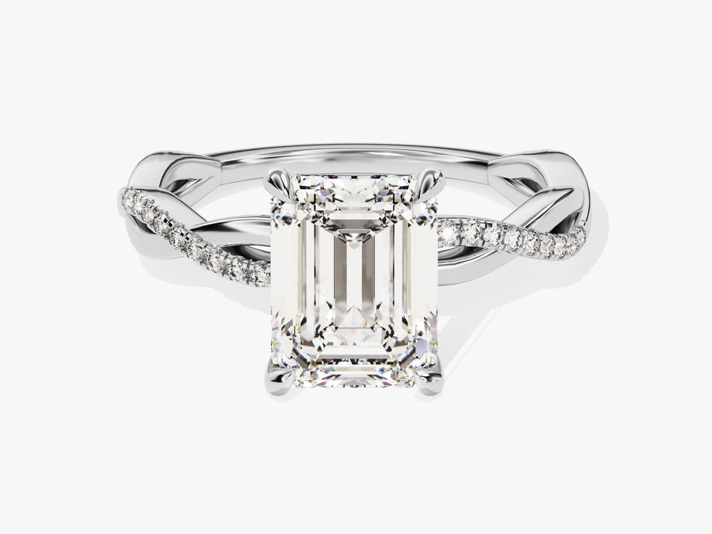2.0CT Emerald Lab Grown Diamond Twisted Engagement Ring For Women
