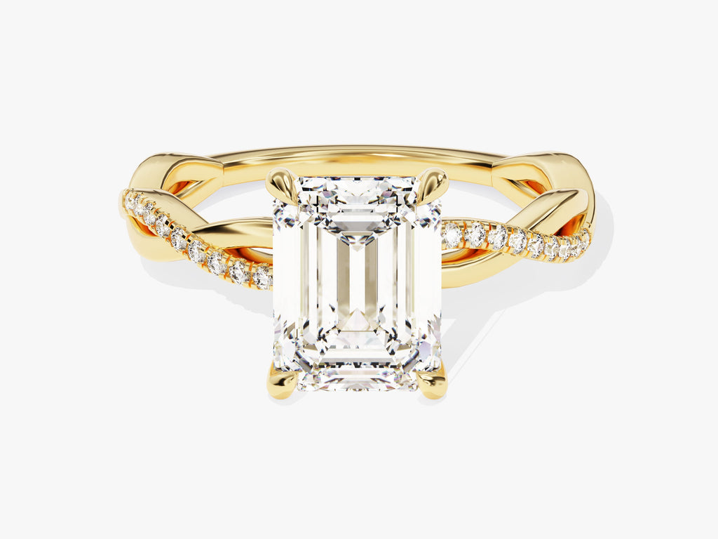 2.0CT Emerald Lab Grown Diamond Twisted Engagement Ring For Women