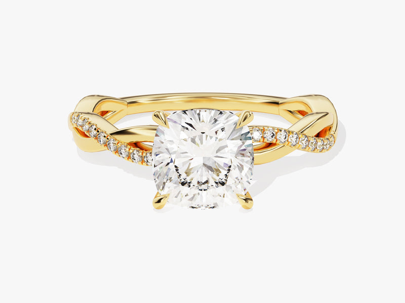 2.0CT Cushion Cut Twisted Lab Grown Diamond Engagement Ring For Her