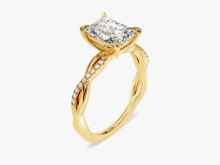 2.0CT Radiant Twisted Lab Grown Diamond Pave Engagement Ring For Women