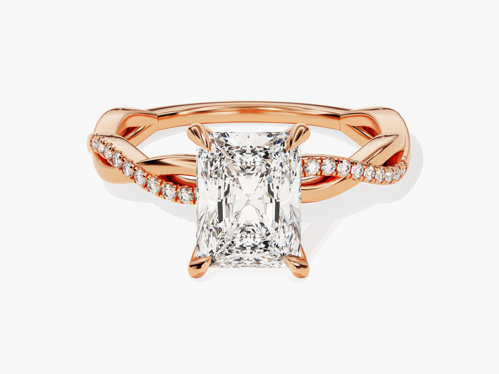 2.0CT Radiant Twisted Lab Grown Diamond Pave Engagement Ring For Women
