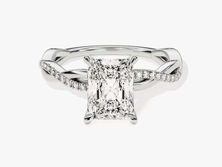 2.0CT Radiant Twisted Lab Grown Diamond Pave Engagement Ring For Women